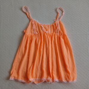 victorias secret ♡ chemise orange nightie babydoll lace extra large spring y2k